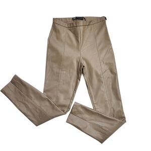 Zara Womens Minimalist Modern Urban Streetwear Faux Leather Pants Tailored Fit M